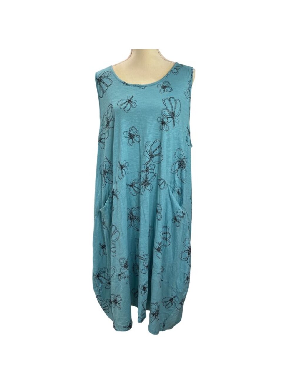 Liv by Habitat Clothes Floral Knit Midi Dress Women's Size XL Pockets Cotton